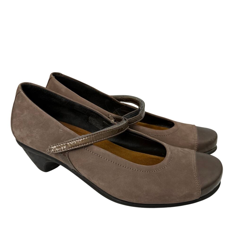 Naot Shoes Womens Size 10 Brown Suede Pumps Heels Mary Jane Leather
